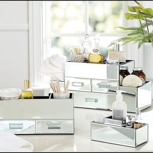 Silver Mirrored Desk Organizer